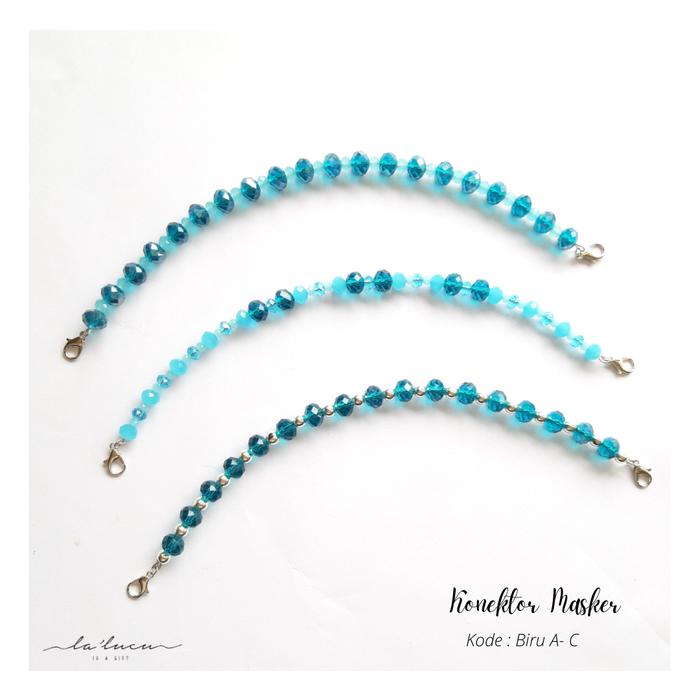 Konektor Masker - Konektor Masker Hijab - Konektor Masker Manik - Biru