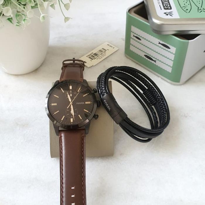Jam Pria Fossil TownsMan FS5437 FS 5437 Fullset Gelang 4.4cm