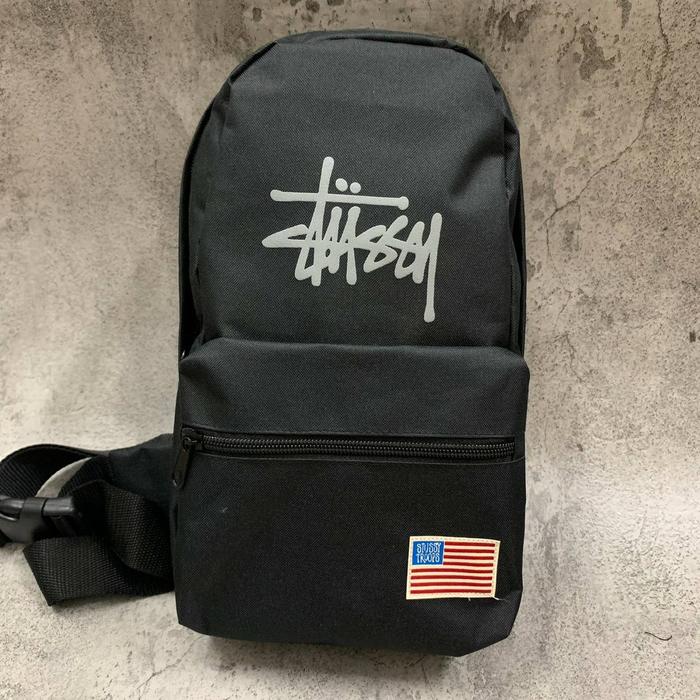 Stussy Stroops Sling bag black original,tas pria stussy