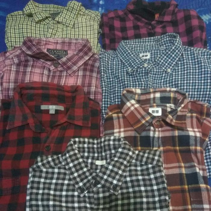 Flannel uniqlo second borongan atau sepaket murah