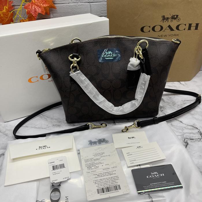 Coach Signature Small Kelsey Brown Black Shoulder Crossbody Bag