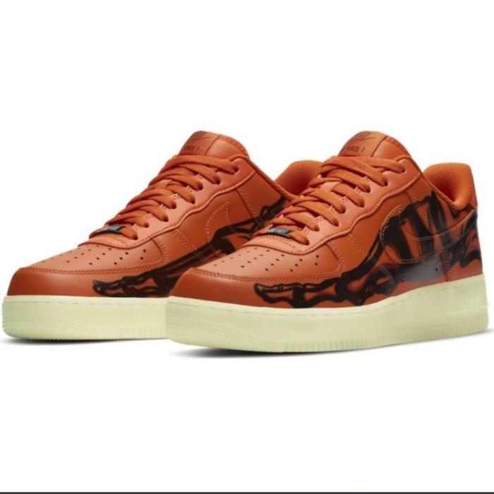 NIKE AIR FORCE 1 *SKELETON* ORANGE BLACK ORIGINAL SNEAKERS