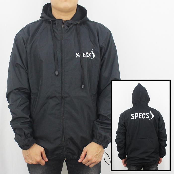 JAKET PARASUT SPECS - JAKET OLAH RAGA - JAKET TRAINING SPECS HITAM