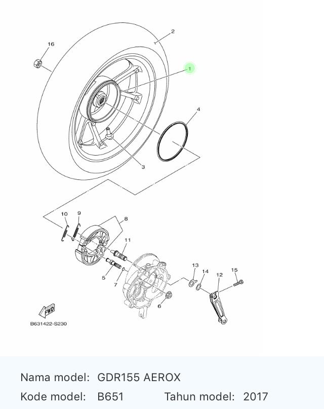 Velg Racing Belakang B65-F5338-00 Aerox