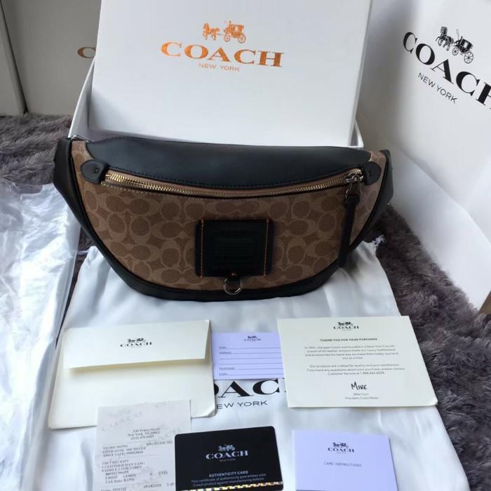 Coach Waistbag Brown Signature black box original fullset