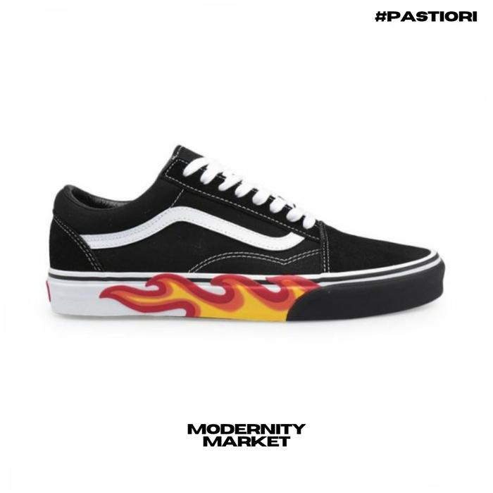 Vans Oldskool Flame Cut Out Black White Original Resmi