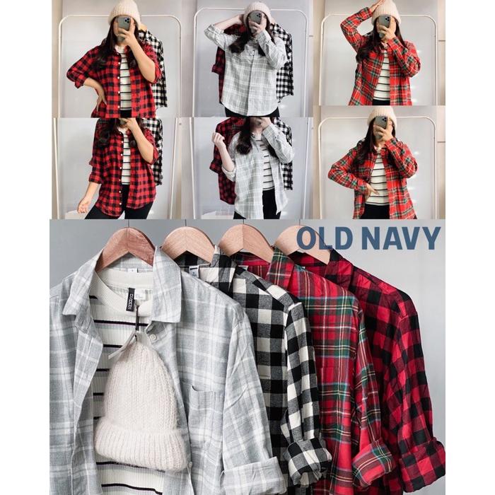 kemeja flanel wanita old navy not uniqlo, h&m, champion, nike, adidas