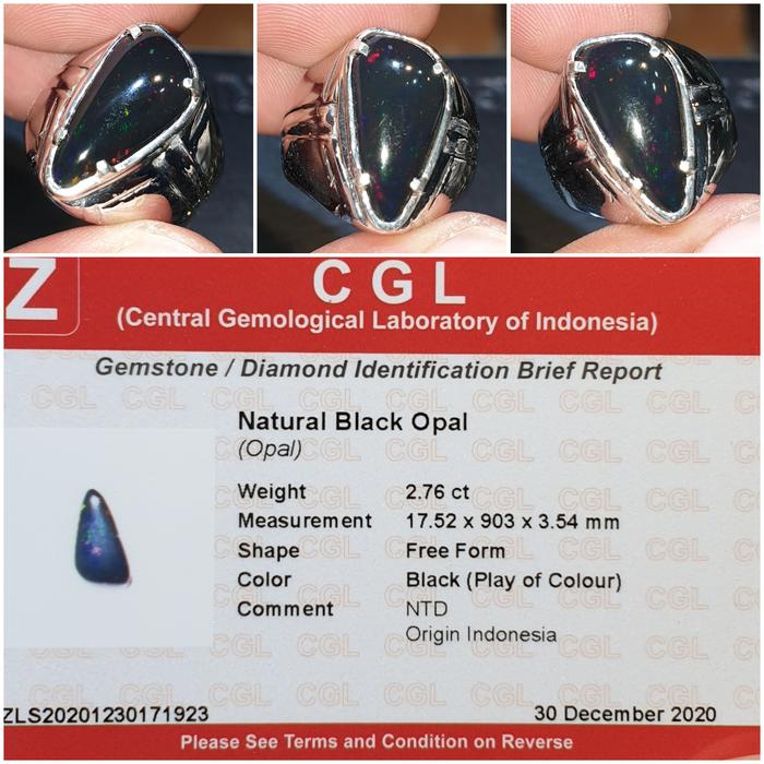 Batu Black Opal Banten Kalimaya Indonesia Jarong Memo 2.76 crt