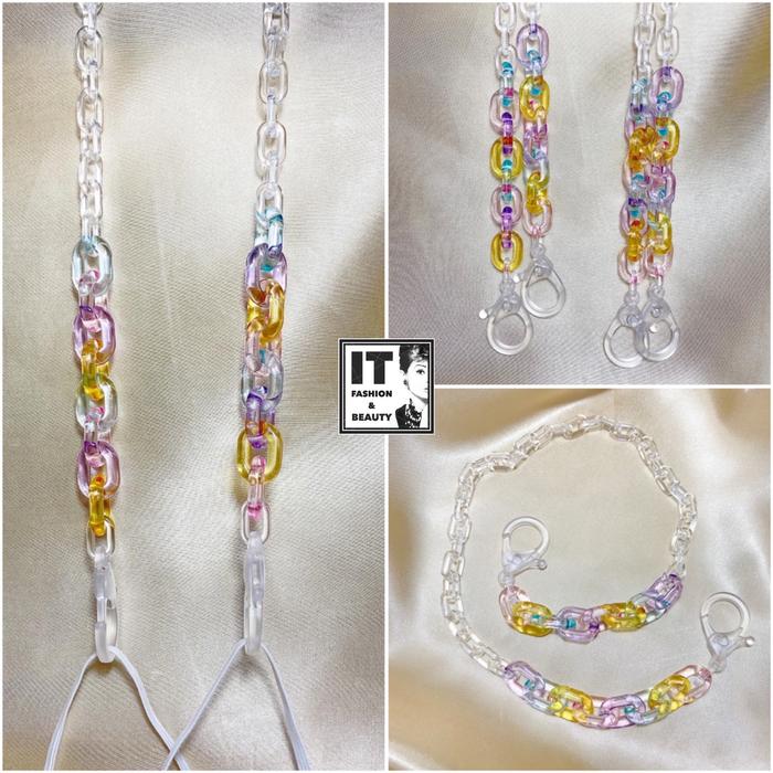 Rantai Masker Transparant Pastel Chunky Chain Mask Strap Korea Style
