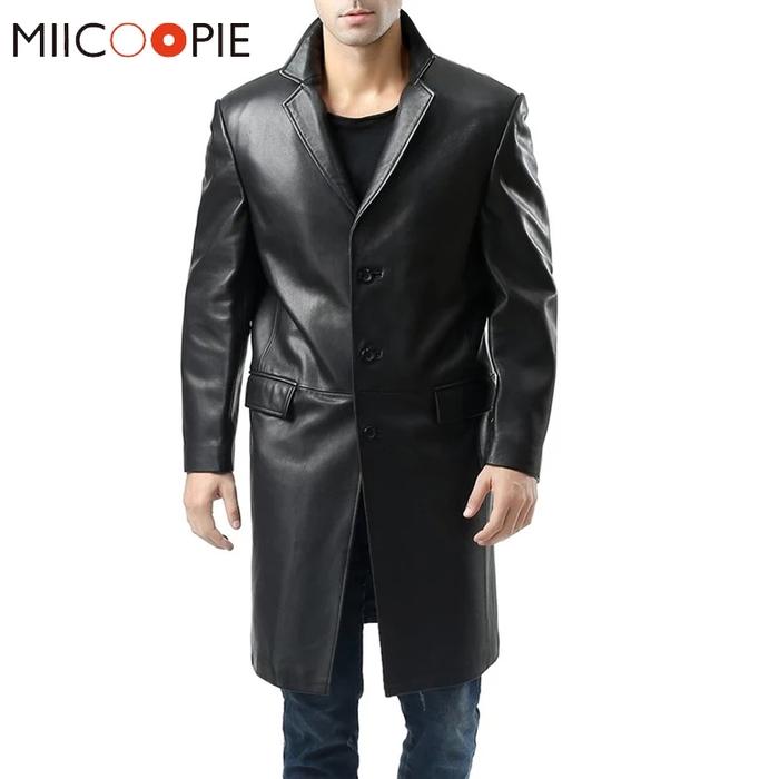 jubah pria/long coat pria kulit sintetis