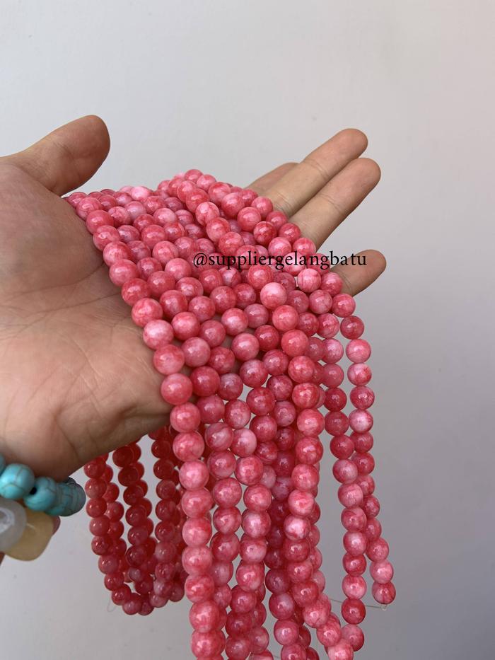 batu kristal red borneo pink 8mm banjar crystal stone healing serat