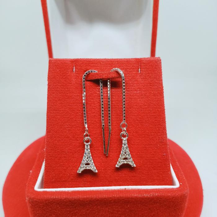 Anting panjang jarum perak silver925 Lapisan emas putih A28