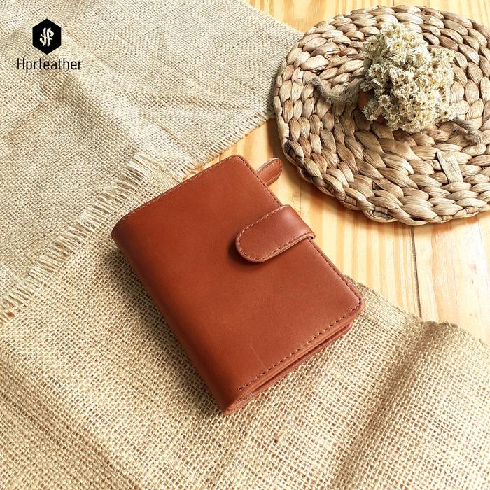 dompet wanita mini dari kulit sapi warna havana free laser grafir