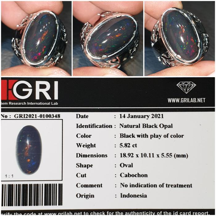 Batu Kalimaya Banten Black Opal Indonesia Jarong Memo 5.82 crt