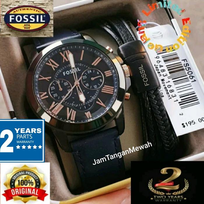 Jam Tangan Pria Fossil FS5061 FS 5061 Grant Fullset Gelang Original