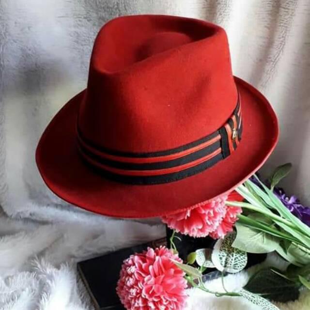 TOPI LAKEN FEDORA MERAH ORIGINAL LAKEN