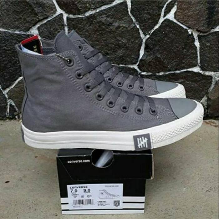 Sepatu Pria Wanita Convrse All Star Chuck Taylor Petir Tinggi Abu-Abu