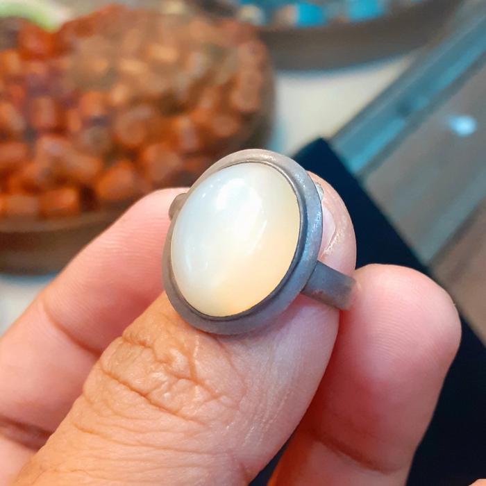 CINCIN SILVER BATU PERMATA ASLI MOONSTONE BENING LANGKA