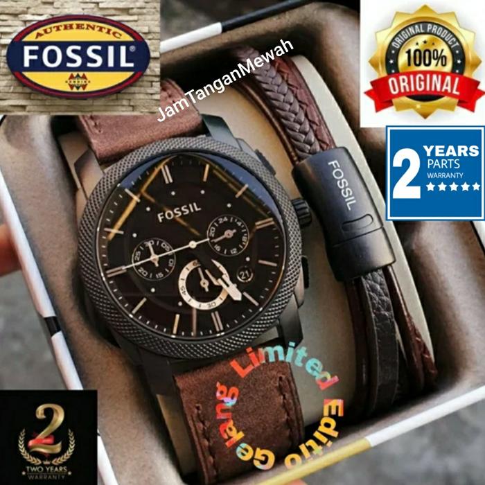 Jam Tangan Pria Fossil FS4656 FS 4656 Machine Fullset Gelang Original