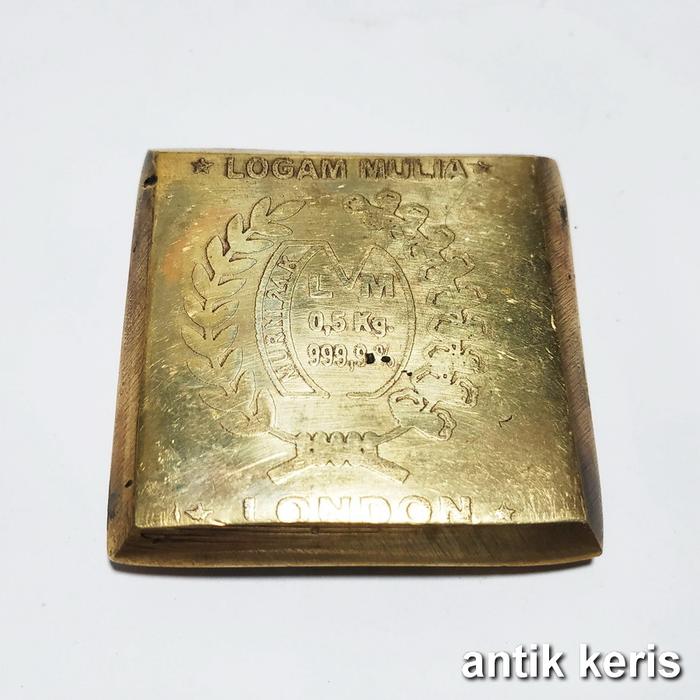 Replika Logam Mulia Emas Batangan London 0.5 kg Bahan Kuningan Antik