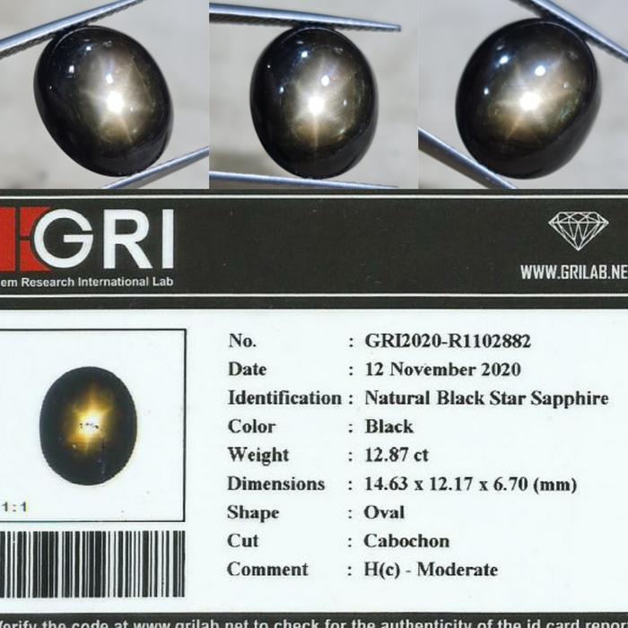 Natural HQ Bangsing Kresnadana Black Star Sapphire 12.87 Cts Top Star