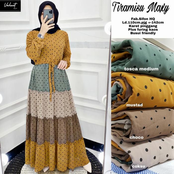 gamis wanita terbaru tiramisu maxi mat sifon hq adem nyaman dipakai
