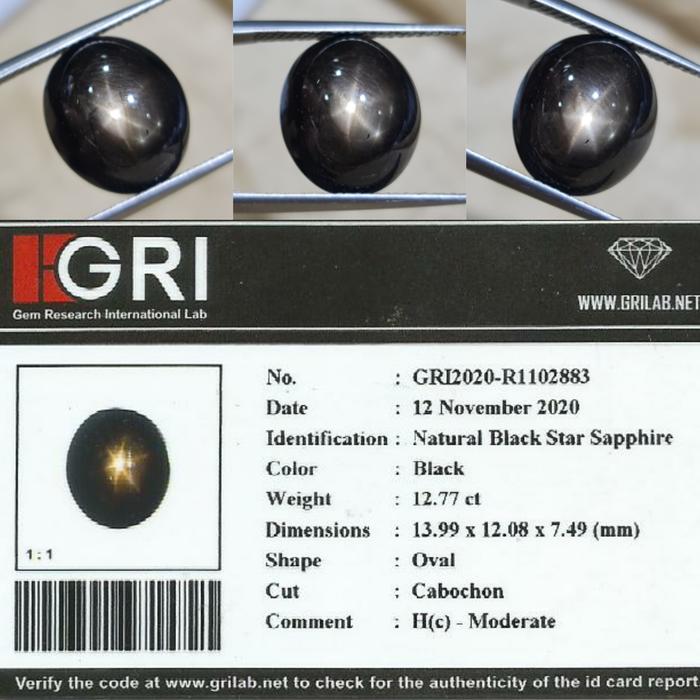Natural HQ Bangsing Kresnadana Black Star Sapphire 12.77 Cts Top Star