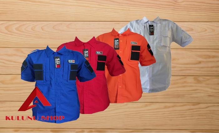 kemeja tactical 511 lengan pendek bahan kain ripstop serat kotak-kotak