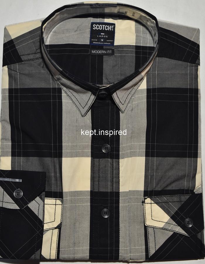 SCOTCH & CO Kemeja Pria Casual Lengan Panjang Hitam Modern Fit TDN 65