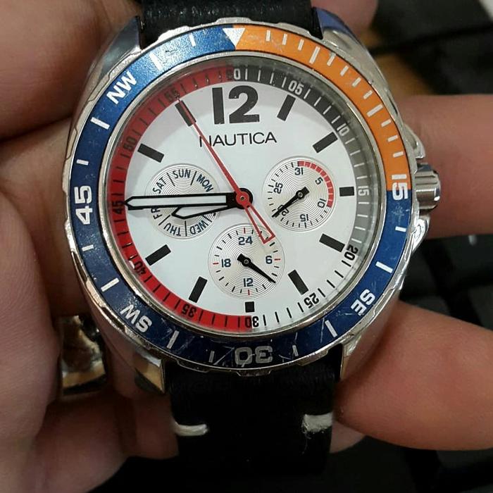 Jam Tangan Nautica Chrono A09907G DIAL PUTIH second bekas