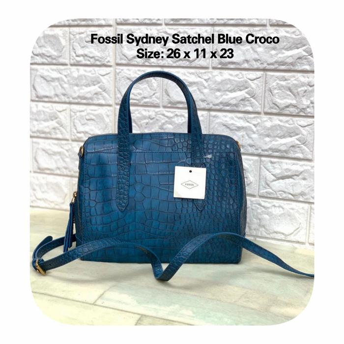 Fossil Sdyney Satchel Blue Croco