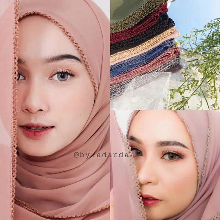 Pashmina Crochet Renda Picot Hijab Diamond Italiano Lesti Daily