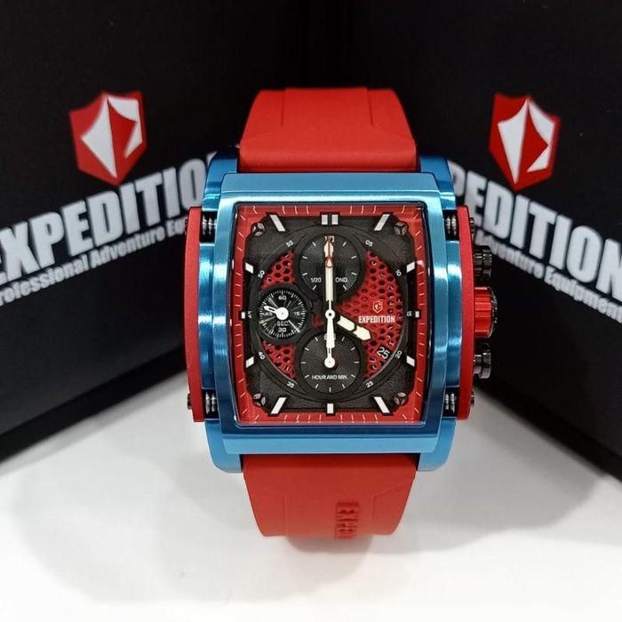 Jam Tangan Pria Expedition Original Analog E6798 Red Blue