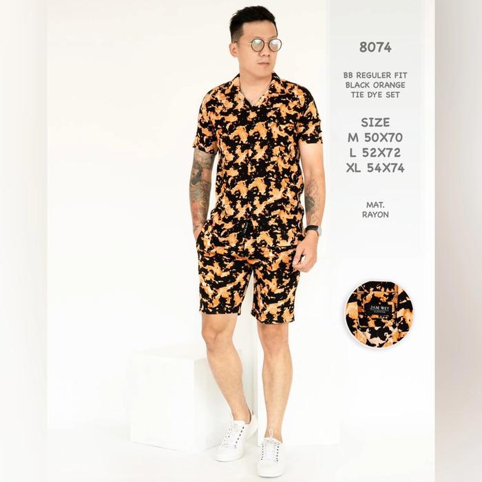 Tie dye set Baju Tidur Piyama Rayon Pria Setelan Piyama Tiedye Pajamas