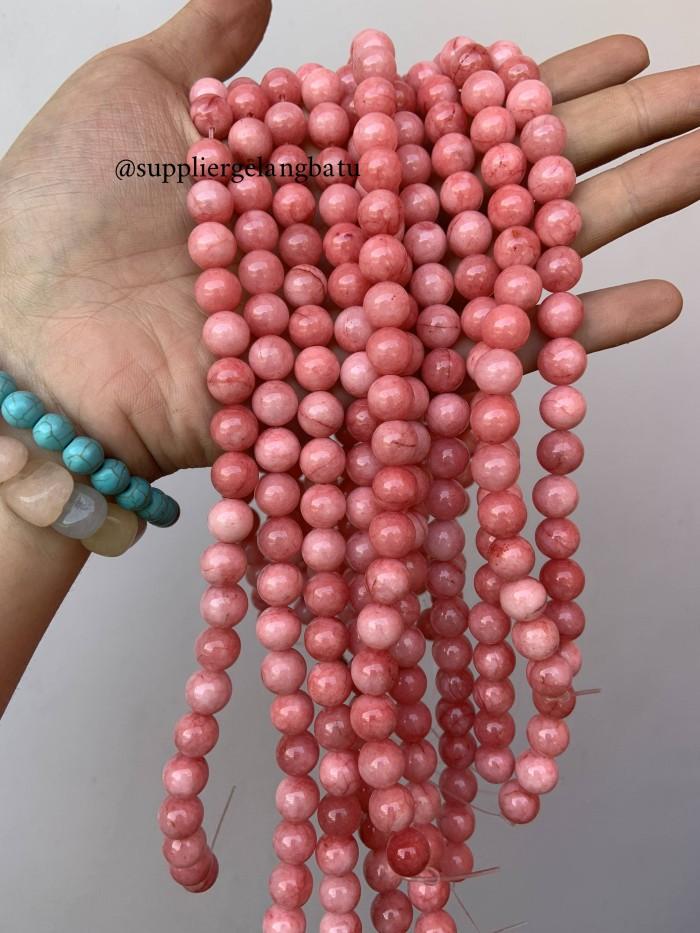 batu kristal red borneo pink 12mm banjar crystal stone healing serat
