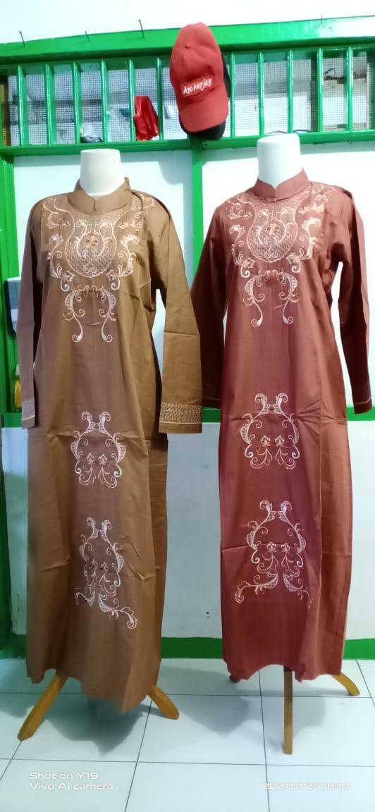 Gamis Standar Gontor Putri - Coklat Bordir