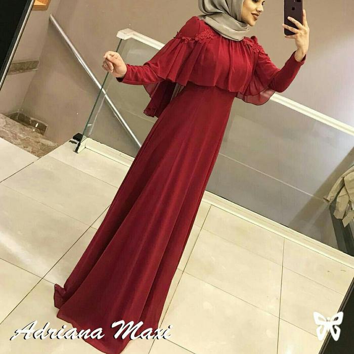 maxi adriana marun gamis dres baju busana muslim