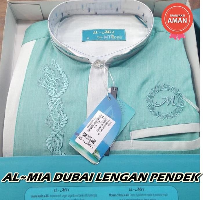 Koko Almia Dubai lengan pendek fashion muslim al mia pria dewasa ORI Baju motif acak