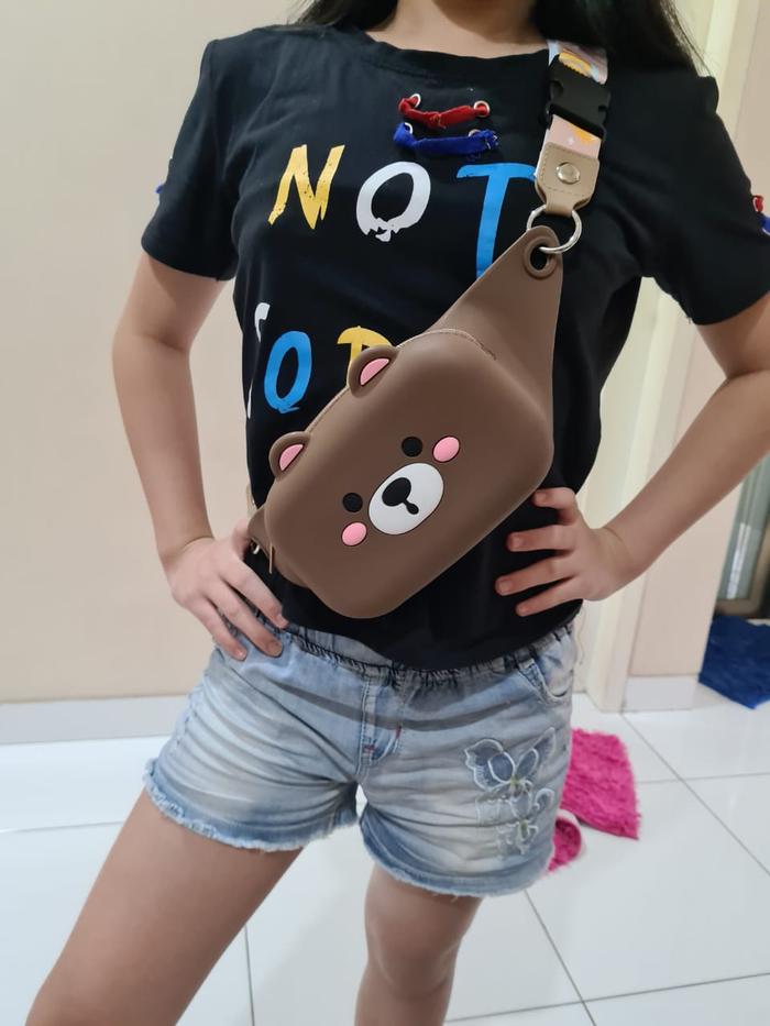 hokilah TAS PINGGANG JELLY LINE samping selempang karakter import