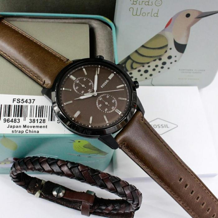 Jam Tangan Pria Fossil TownsMan FS5437 FS 5437 Fullset Gelang 44mm