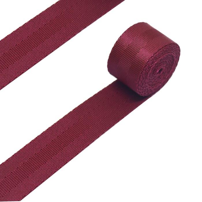 TALI TAS TALI WEBBING GLOSSY KTB 2.5 CM WARNA MERAH MAROON - 1 METER