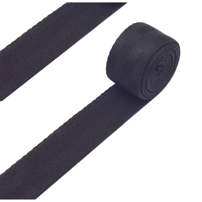 TALI TAS TALI WEBBING GLOSSY KTB 2.5 CM WARNA HITAM - 1 METER