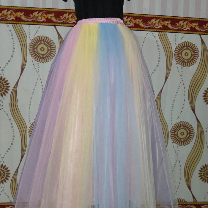 Rok tutu pelangi dewasa panjang 90cm