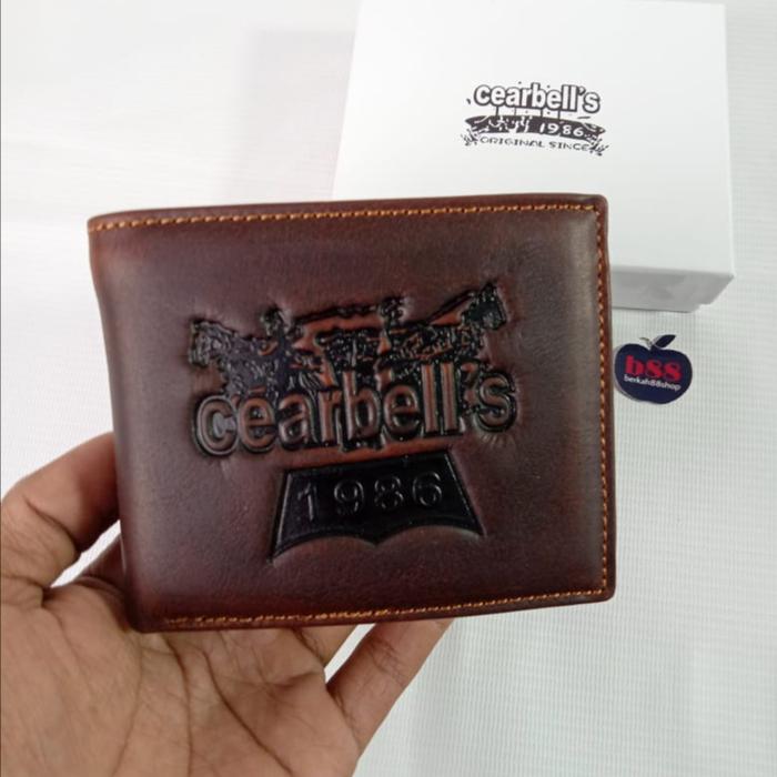 Dompet Pria Cearbell Lipat Kulit Asli Cokelat