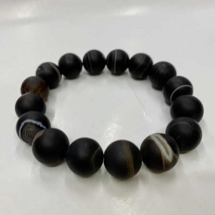 Gelang Batu manau Tua hitam mozza 12 mm
