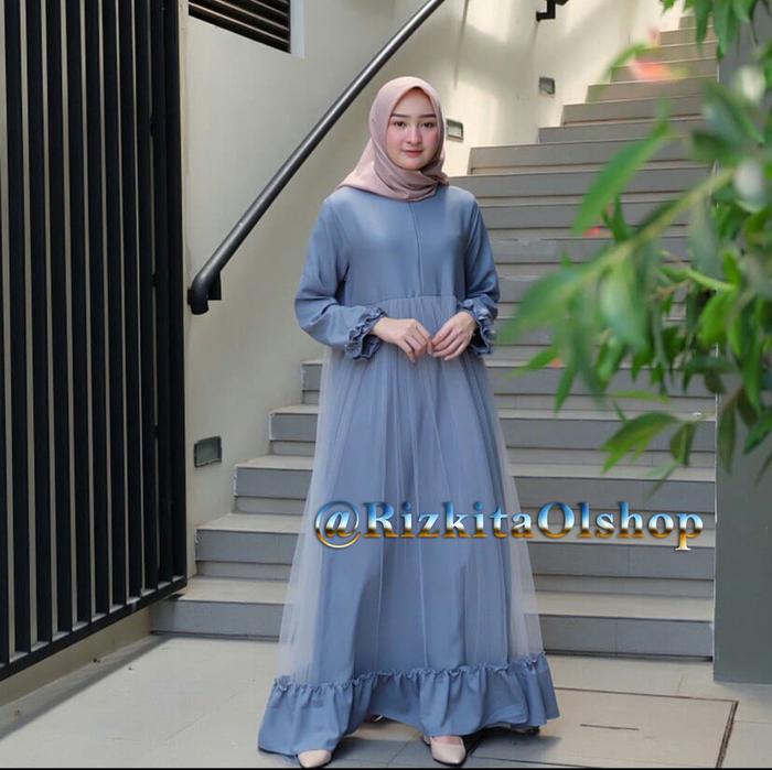 Pakaian Muslim Wanita Gamis ARINDA DRESS Moscrepe kombinasi Tile