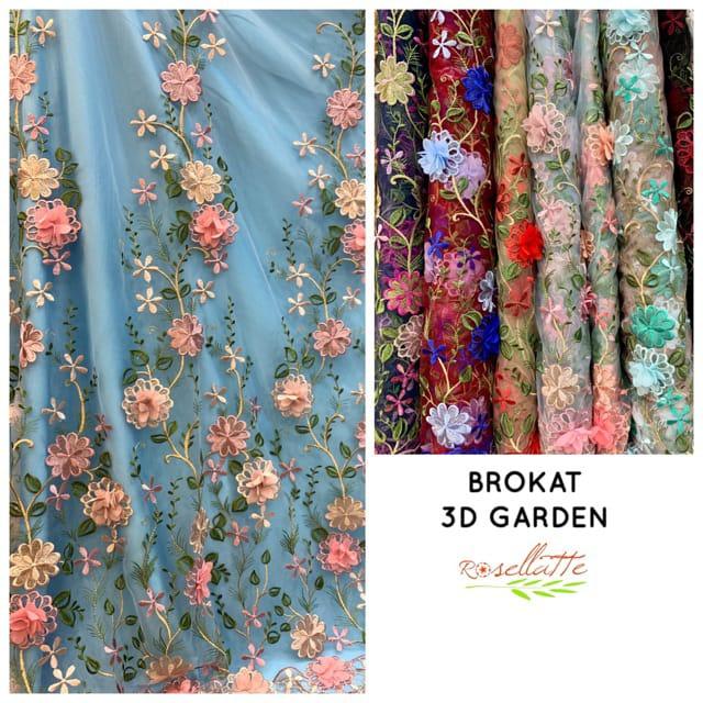 KAIN BROKAT 3D FLORAL GARDEN