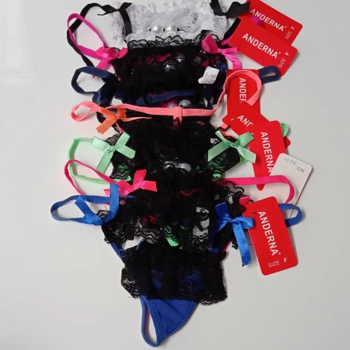 G string wanita sexy aksen mutiara cd wanita celana dalam brukat renda