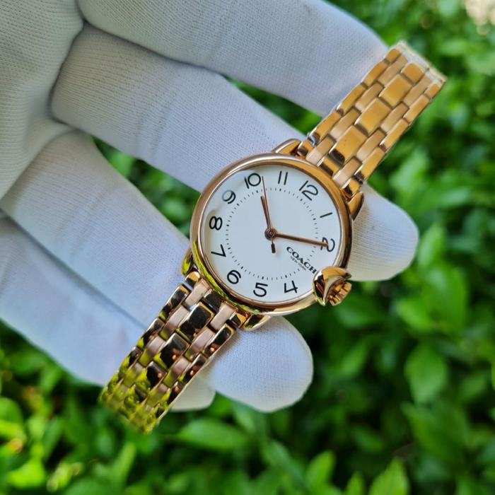 Jam Tangan Wanita Merek Coach Flower Knop All Steel 28mm Original