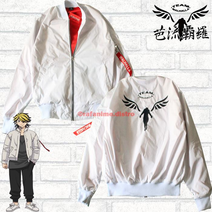 Jaket Bomber Valhalla Team Tokyo Revengers Putih